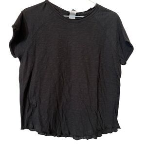 NWT Forever 21 Raglan Short Sleeve Lettuce Edge Hem T-Shirt Black Size Medium